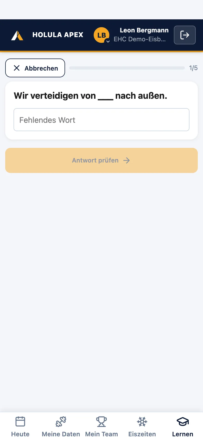 Wissenstest: Lückentext-Frage, nach der Antwort folgen Erklärung und Link zur Seite