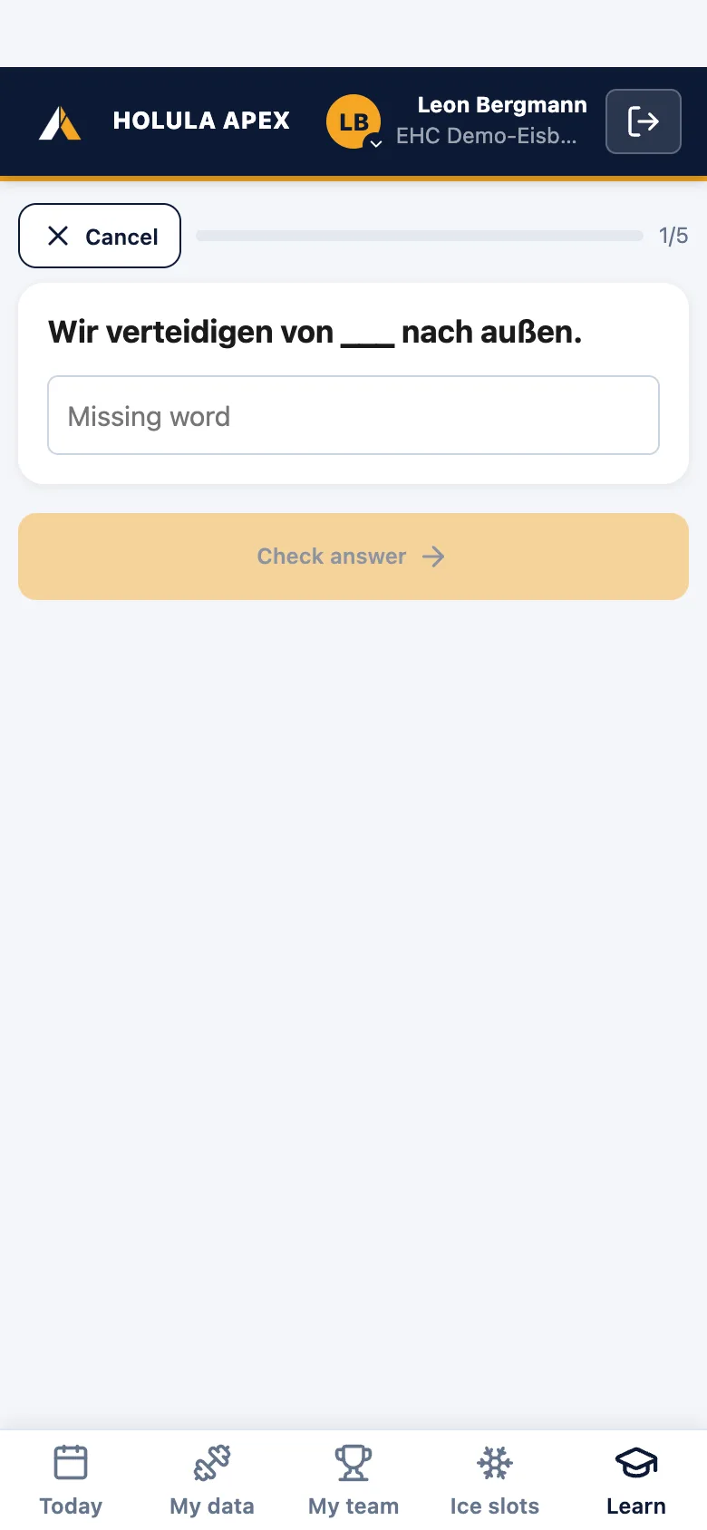 Knowledge test: gap-text question, after answering the explanation and page link follow